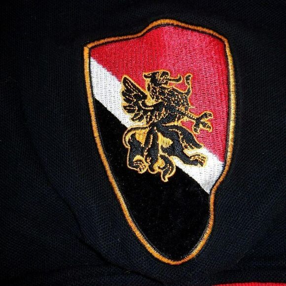 Coogi Australia British flag black red color panel crest embroidery polo top - Picture 5 of 5